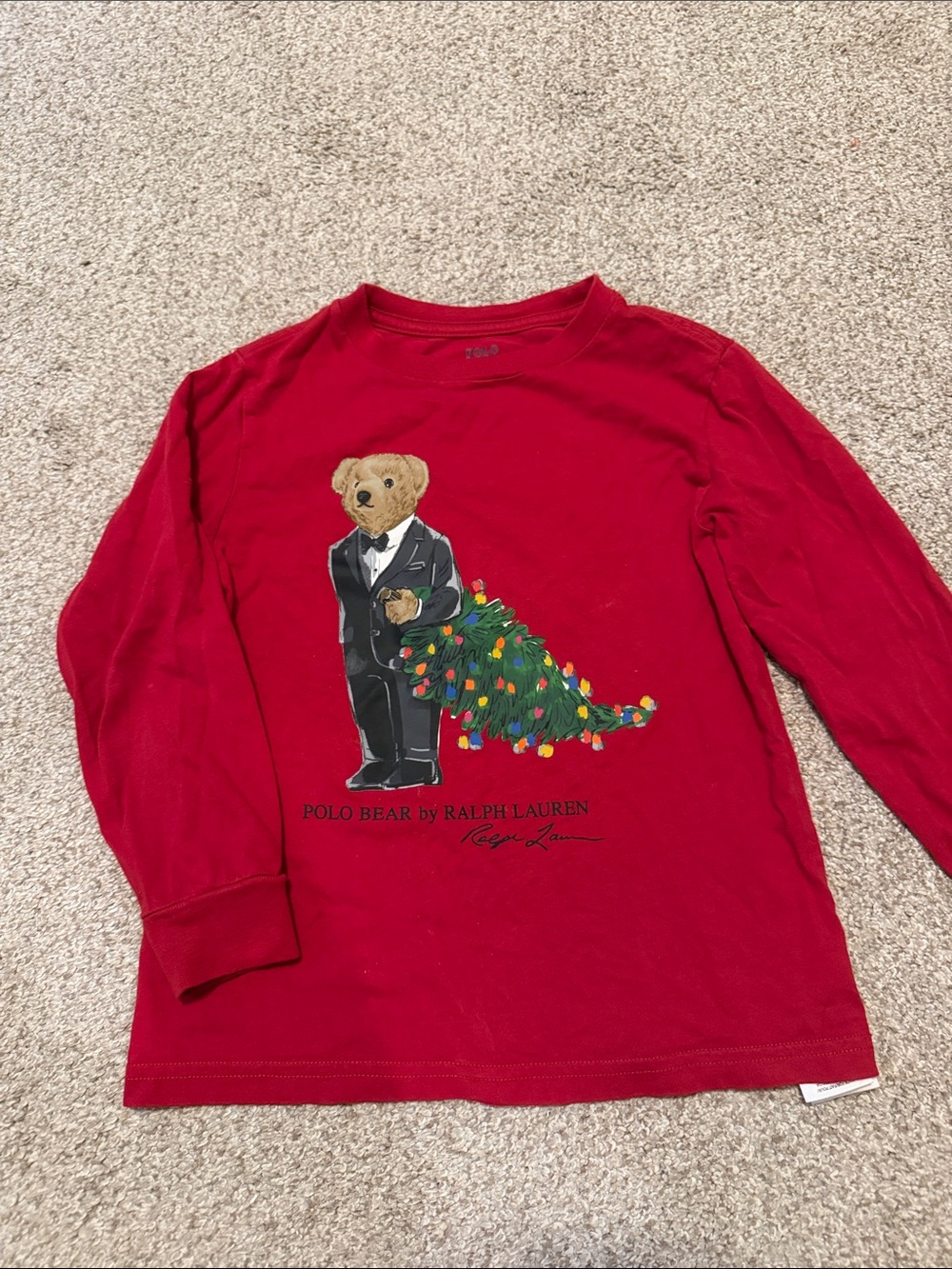 Polo by Ralph Lauren Red Long-Sleeve Tee with Polo Bear Graphic